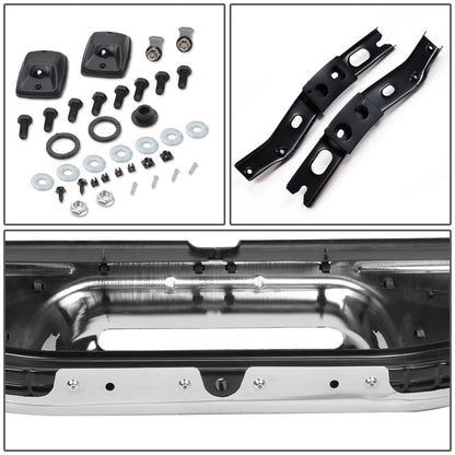 nan REAR BUMPER - 95-04 TOYOTA TACOMA - W/ LICENSE PLATE LIGHTS - W/O PARKING SENSOR HOLES - BLACK / CHROME TRIM