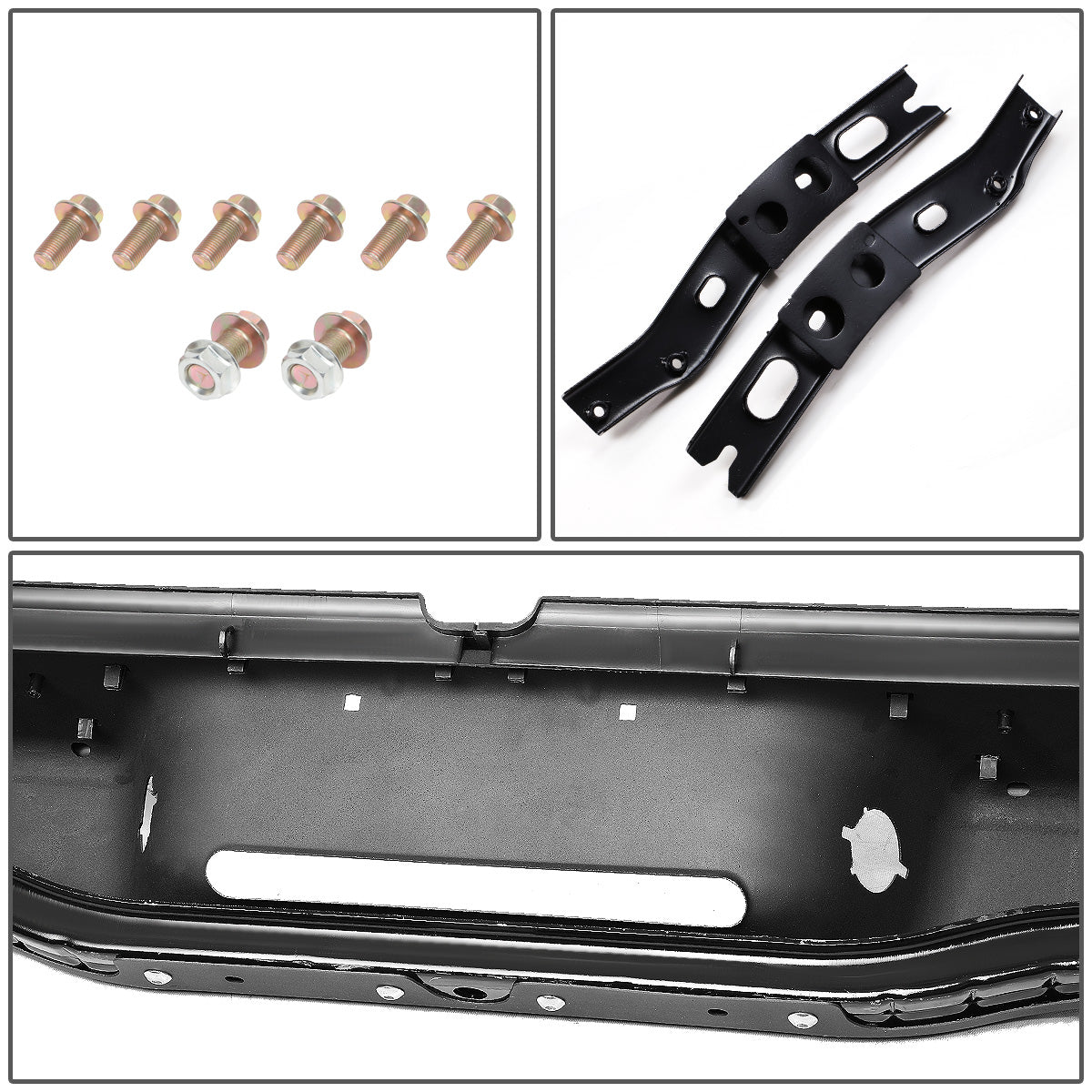 nan REAR BUMPER - 95-04 TOYOTA TACOMA - W/ LICENSE PLATE LIGHTS - W/O PARKING SENSOR HOLES - BLACK