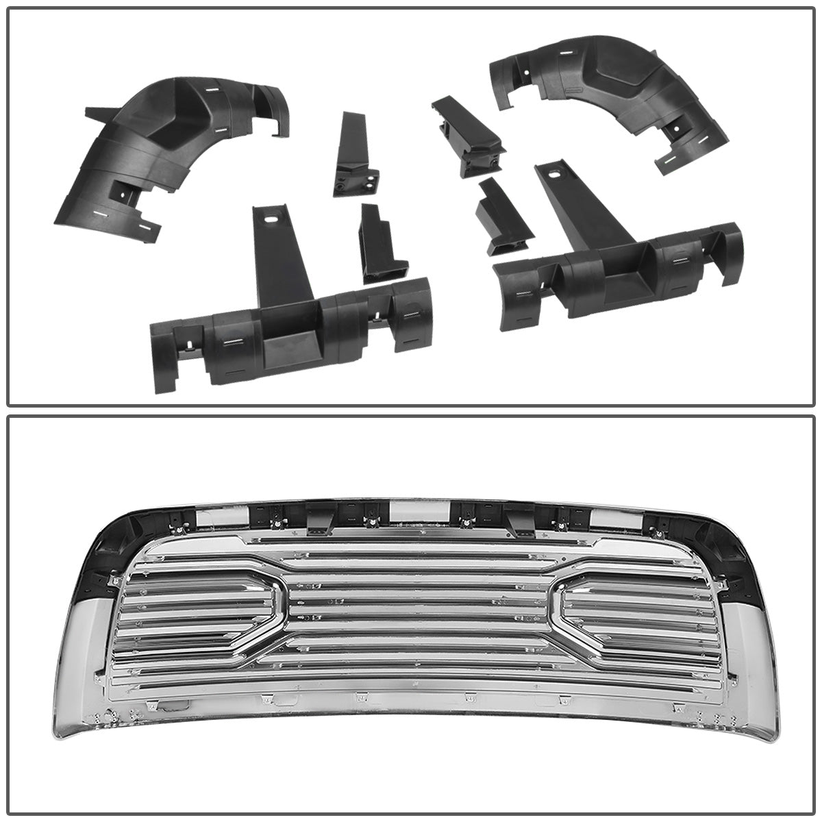 nan GRILLE - 10-18 DODGE RAM 2500, 3500 - BADGELESS BIG HORN STYLE - CHROME