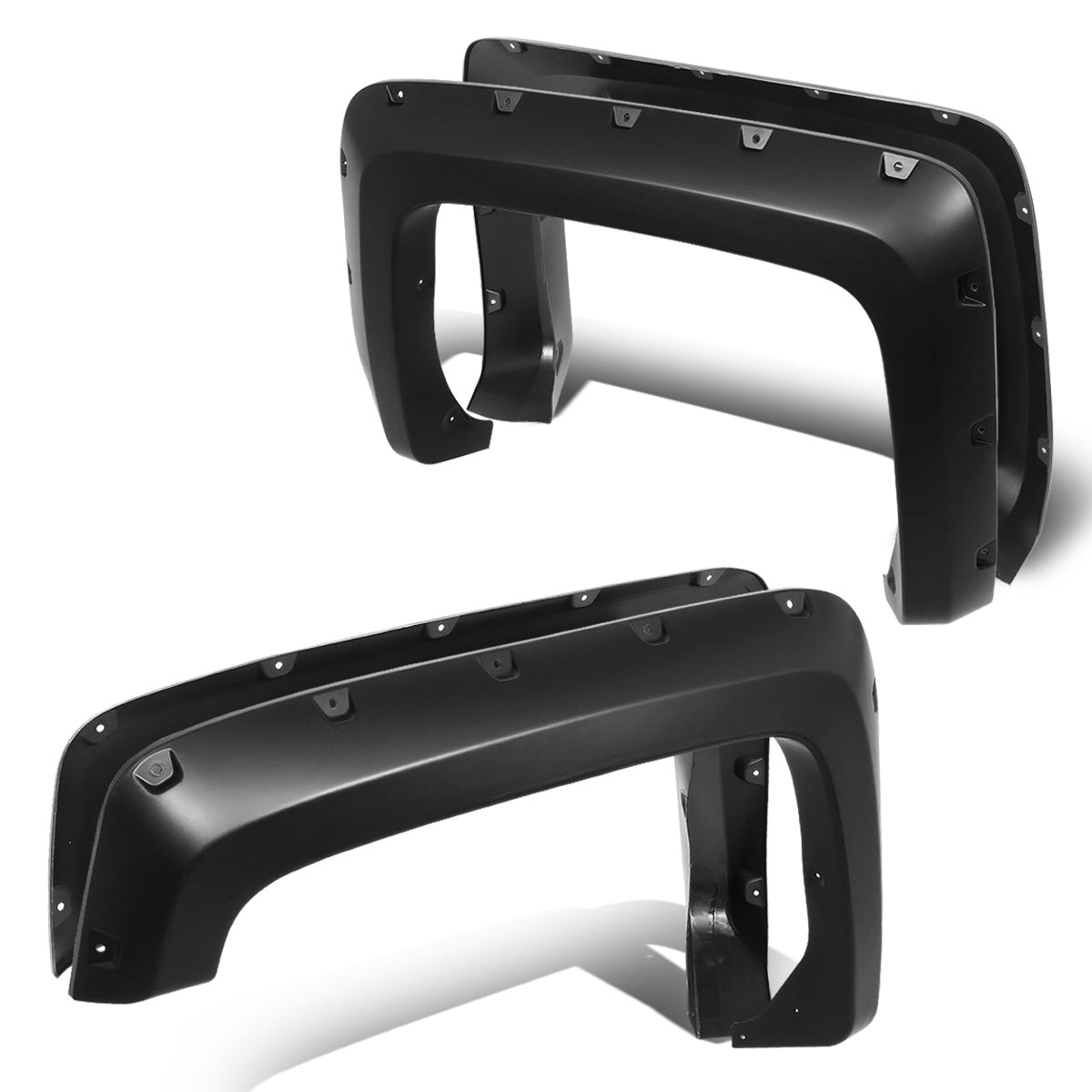 nan WHEEL FLARES - 14-18 CHEVY SILVERADO 2500HD, 3500HD - POCKET-RIVETED STYLE - FITS FLEETSIDE MODELS WITH 6.5' / 8' BED - MATTE BLACK