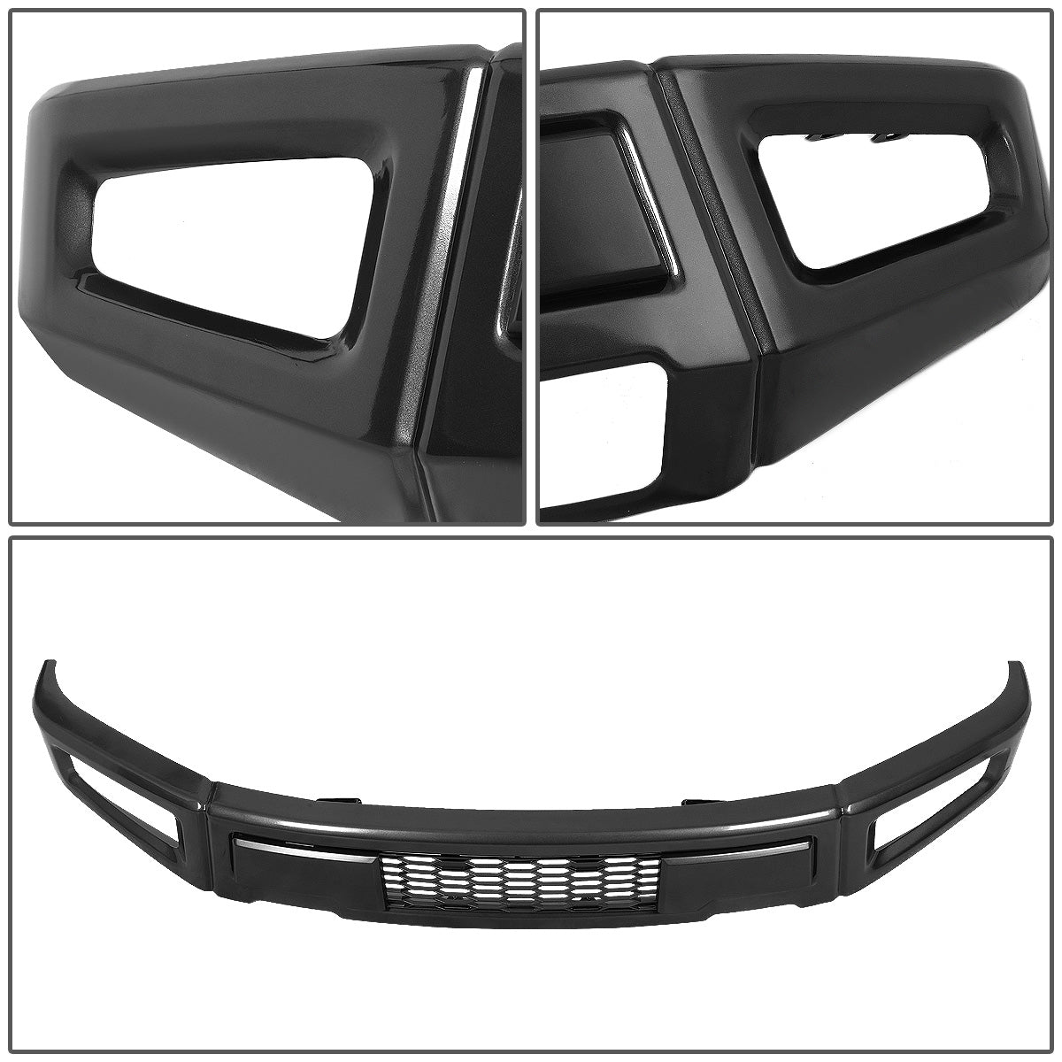nan FRONT LOWER BUMPER - 15-18 FORD F-150 - RAPTOR STYLE W/ HONEYCOMB MESH GRILLE - BLACK