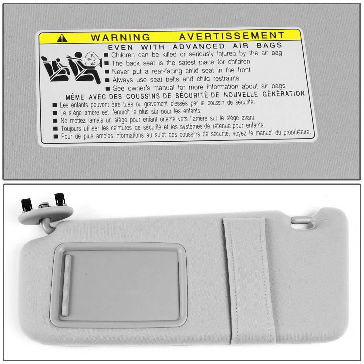 nan SUN VISOR - 07-11 TOYOTA CAMRY - DRIVER SIDE - GRAY