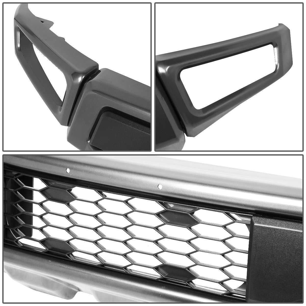 nan FRONT BUMPER - 15-18 FORD F-150 - RAPTOR STYLE - 3-PIECE DESIGN - HONEYCOMB MESH - BLACK