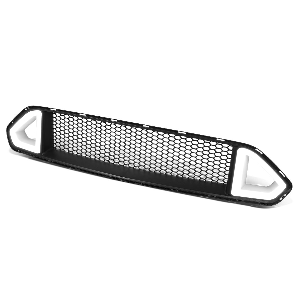 nan FRONT UPPER GRILLE - 18-20 FORD MUSTANG BASE, ECOBOOST, GT - HONEYCOMB MESH - TRIANGLE LED DRL BAR - BLACK
