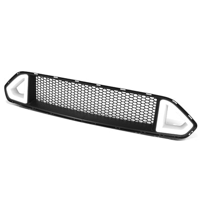 nan FRONT UPPER GRILLE - 18-20 FORD MUSTANG BASE, ECOBOOST, GT - HONEYCOMB MESH - TRIANGLE LED DRL BAR - BLACK