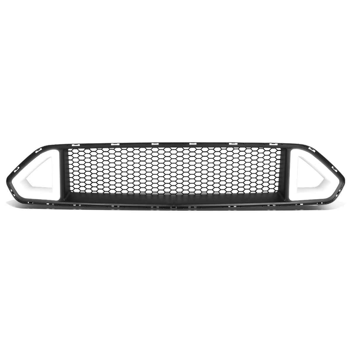 nan FRONT UPPER GRILLE - 18-20 FORD MUSTANG BASE, ECOBOOST, GT - HONEYCOMB MESH - TRIANGLE LED DRL BAR - BLACK