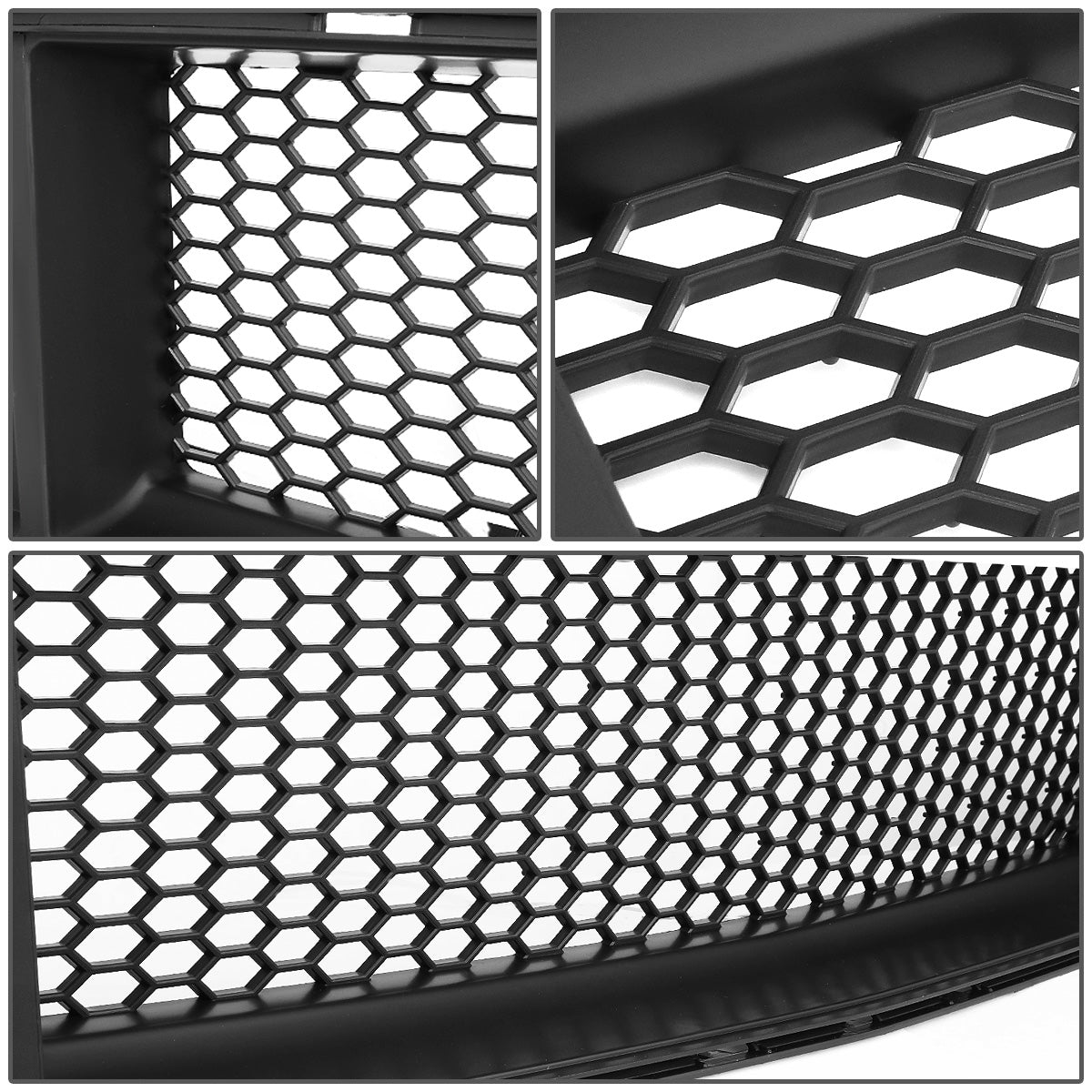 nan FRONT UPPER GRILLE - 18-20 FORD MUSTANG BASE, ECOBOOST, GT - HONEYCOMB MESH - TRIANGLE LED DRL BAR - BLACK