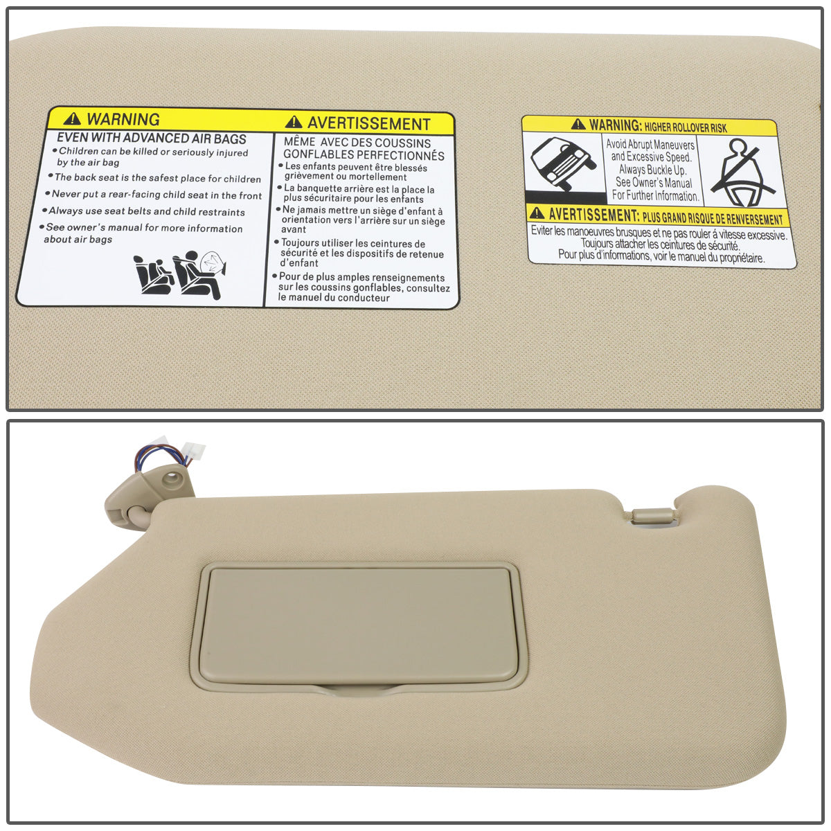 nan SUN VISOR - 13-19 NISSAN PATHFINDER / 2013 INFINITI JX35 / 14-19 INFINITI QX60 - FITS ILLUMINATED MODELS - W/ VANITY LIGHT - DRIVER SIDE - BEIGE