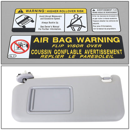 nan SUN VISOR - 06-12 TOYOTA RAV4 - FITS ILLUMINATED MODELS - PASSENGER SIDE - GRAY