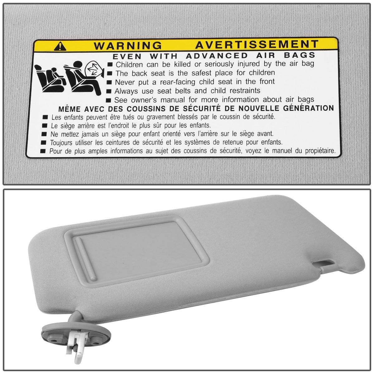 nan SUN VISOR - 09-16 TOYOTA VENZA - FITS ILLUMINATED MODELS - PASSENGER SIDE - GRAY