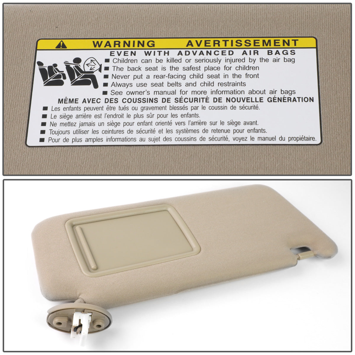 nan SUN VISOR - 09-16 TOYOTA VENZA - FITS ILLUMINATED MODELS - PASSENGER SIDE - BEIGE