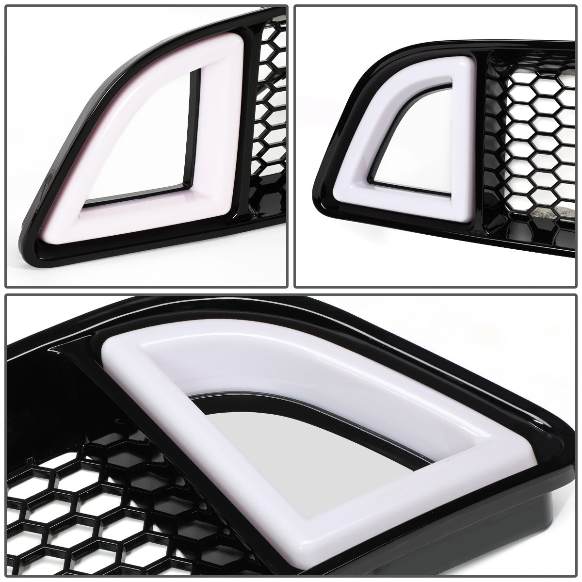 nan GRILLE - 13-14 FORD MUSTANG - FITS MODELS WITHOUT FOG LAMPS, PONY, OR APPEARANCE PACKAGE - HONEYCOMB MESH - LED DRL - BLACK