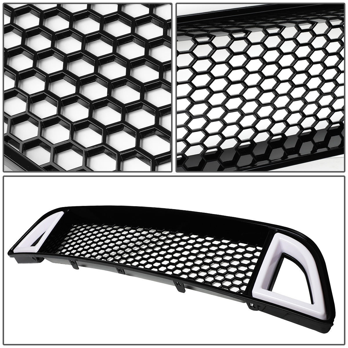 nan GRILLE - 13-14 FORD MUSTANG - FITS MODELS WITHOUT FOG LAMPS, PONY, OR APPEARANCE PACKAGE - HONEYCOMB MESH - LED DRL - BLACK