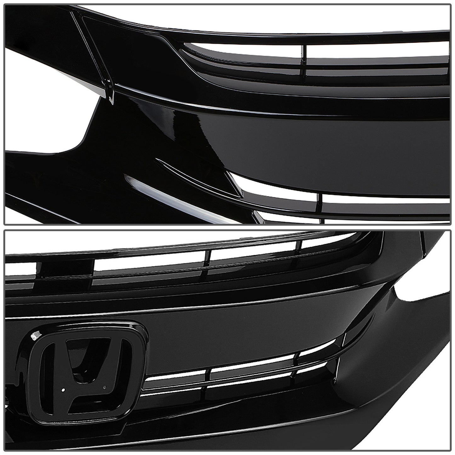 nan FRONT BUMPER GRILLE - 16-18 HONDA CIVIC 2/4-DR / 16-21 HONDA CIVIC SI, HATCHBACK, TYPE-R - BLACK
