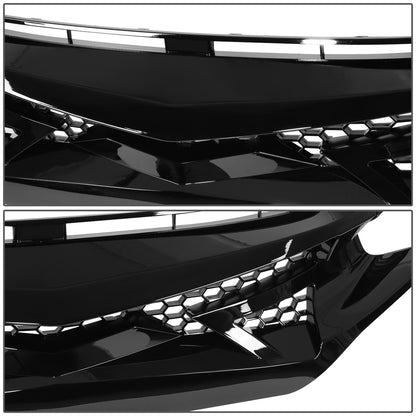 nan FRONT BUMPER GRILLE - 16-18 HONDA CIVIC 2/4-DR / 16-21 HONDA CIVIC SI, HATCHBACK, TYPE-R - HONEYCOMB MESH - BLACK