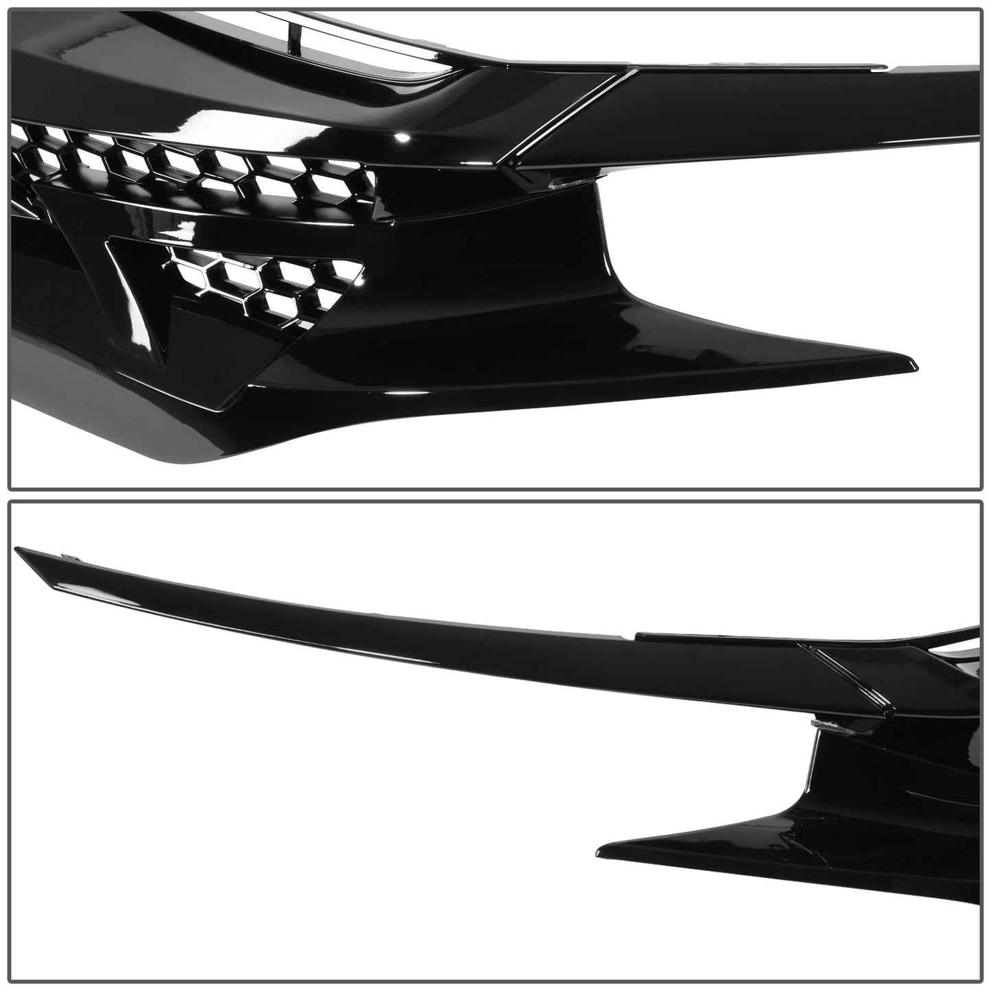 nan FRONT BUMPER GRILLE - 16-18 HONDA CIVIC 2/4-DR / 16-21 HONDA CIVIC SI, HATCHBACK, TYPE-R - HONEYCOMB MESH - BLACK