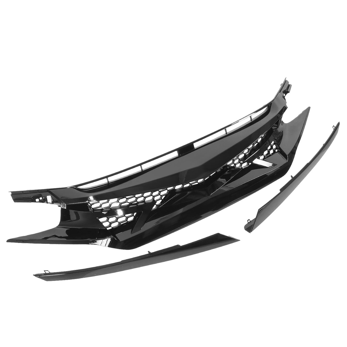 nan FRONT BUMPER GRILLE - 16-18 HONDA CIVIC 2/4-DR / 16-21 HONDA CIVIC SI, HATCHBACK, TYPE-R - HONEYCOMB MESH - BLACK