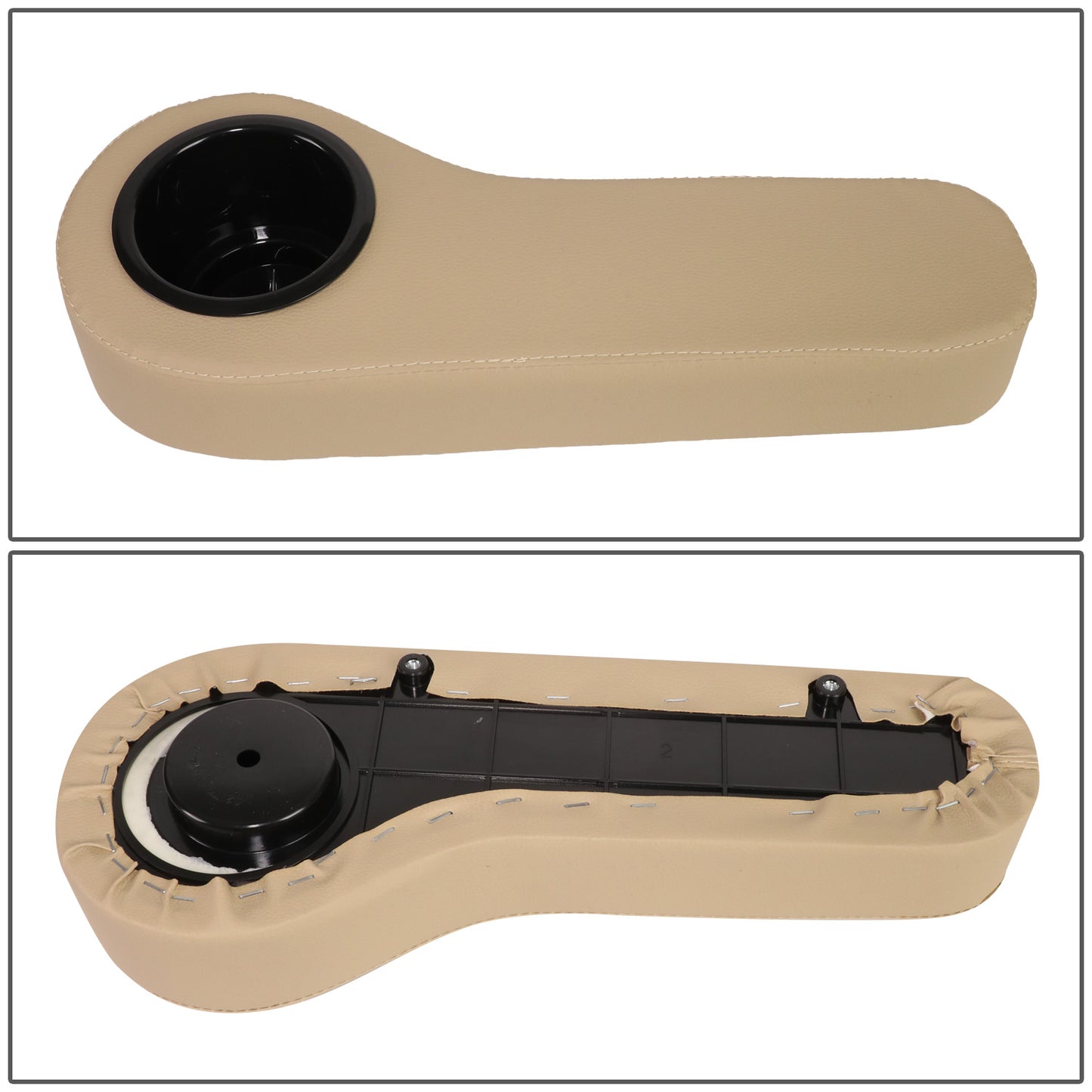 nan SEAT CUP HOLDER / ARMREST - EZGO/CLUB CAR/YAMAHA GOLF CARTS - FITS MODELS WITH1" WIDE SQUARE TUBE RAILS IN THE REAR SEATS - BROWN