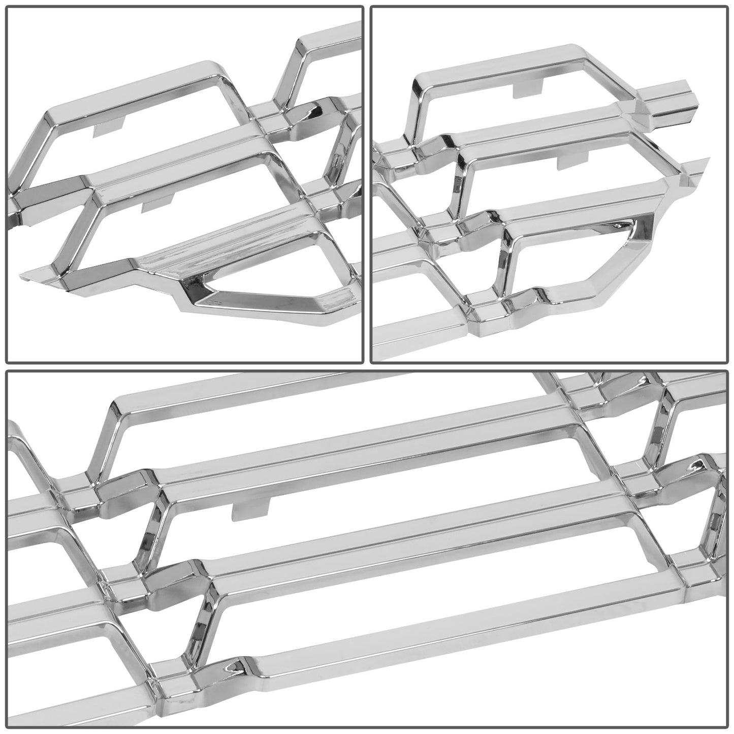 nan GRILLE OVERLAY INSERT - 2PCS - 16-18 CHEVY SILVERADO 1500 - FITS FACTORY STYLE HONEYCOMB GRILLE - CHROME