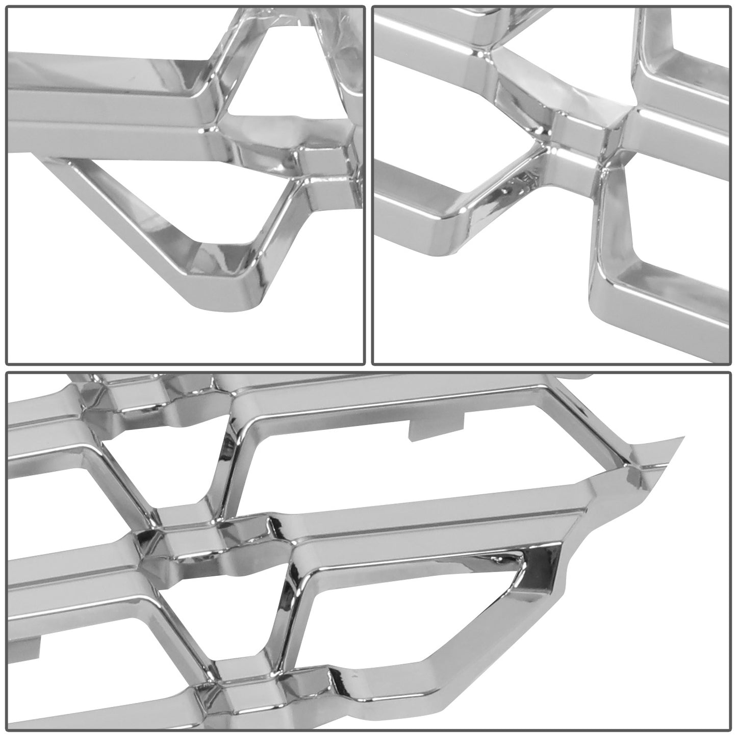 nan GRILLE OVERLAY INSERT - 2PCS - 16-18 CHEVY SILVERADO 1500 - FITS FACTORY STYLE HONEYCOMB GRILLE - CHROME