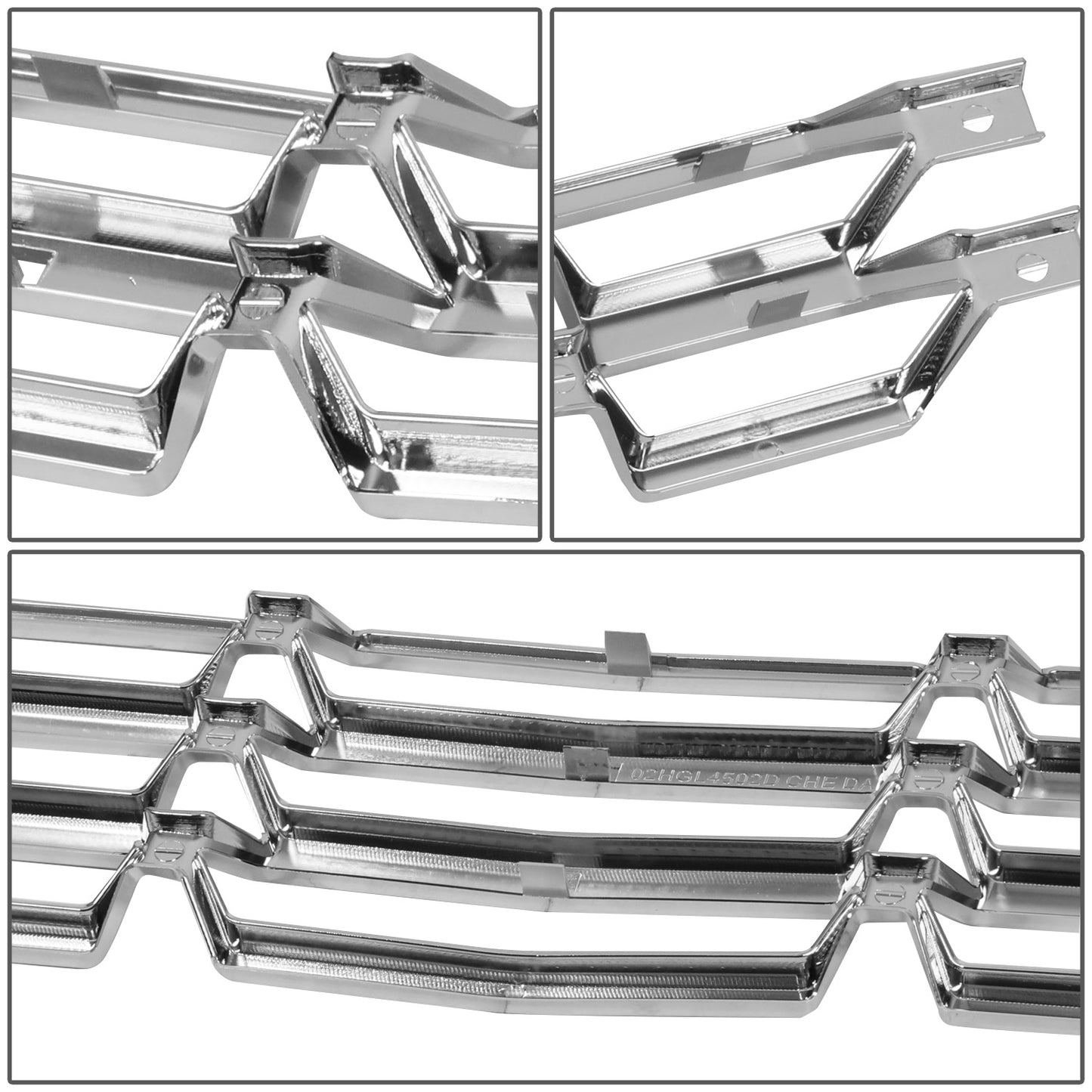 nan GRILLE OVERLAY INSERT - 2PCS - 16-18 CHEVY SILVERADO 1500 - FITS FACTORY STYLE HONEYCOMB GRILLE - CHROME