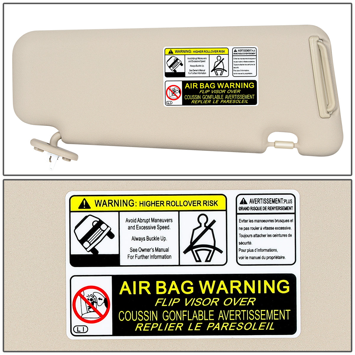 nan SUN VISOR - 10-13 TOYOTA HIGHLANDER - FITS MODELS WITH SUN ROOF ONLY - BEIGE / TAN