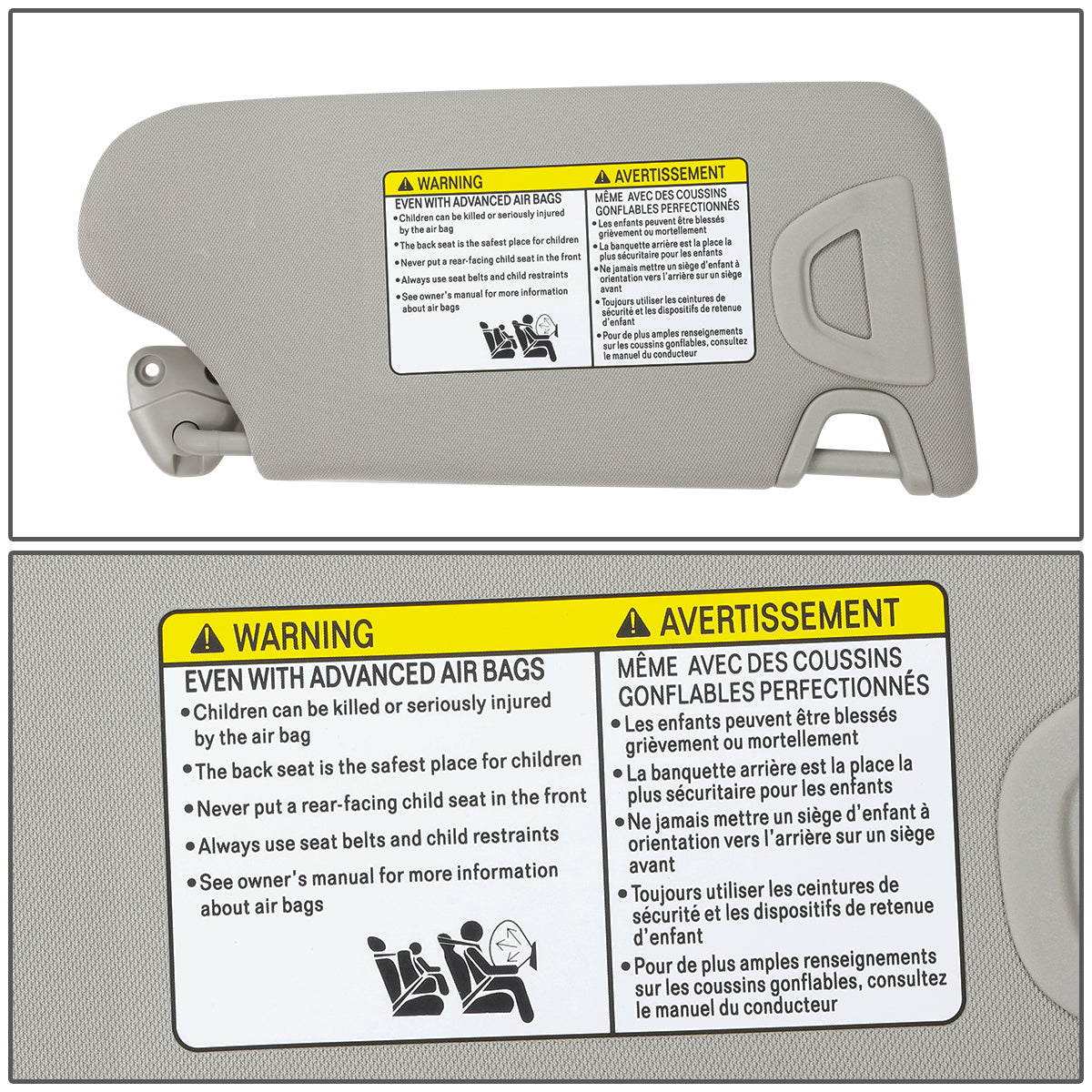 nan SUN VISOR - 13-18 NISSAN ALTIMA - FITS MODELS WITH LIGHTED MIRROR - GRAY