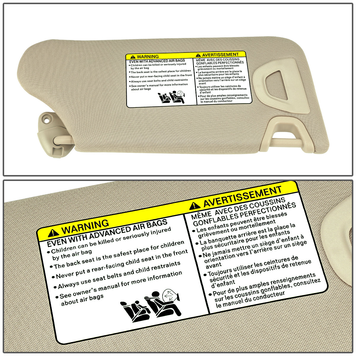 nan SUN VISOR - 13-18 NISSAN ALTIMA - FITS MODELS WITH LIGHTED MIRROR - BEIGE / TAN