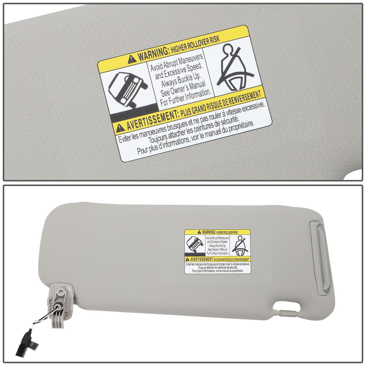 nan SUN VISOR - 10-15 MAZDA CX-9 - FITS MODELS WITH LIGHTED MIRROR - GRAY