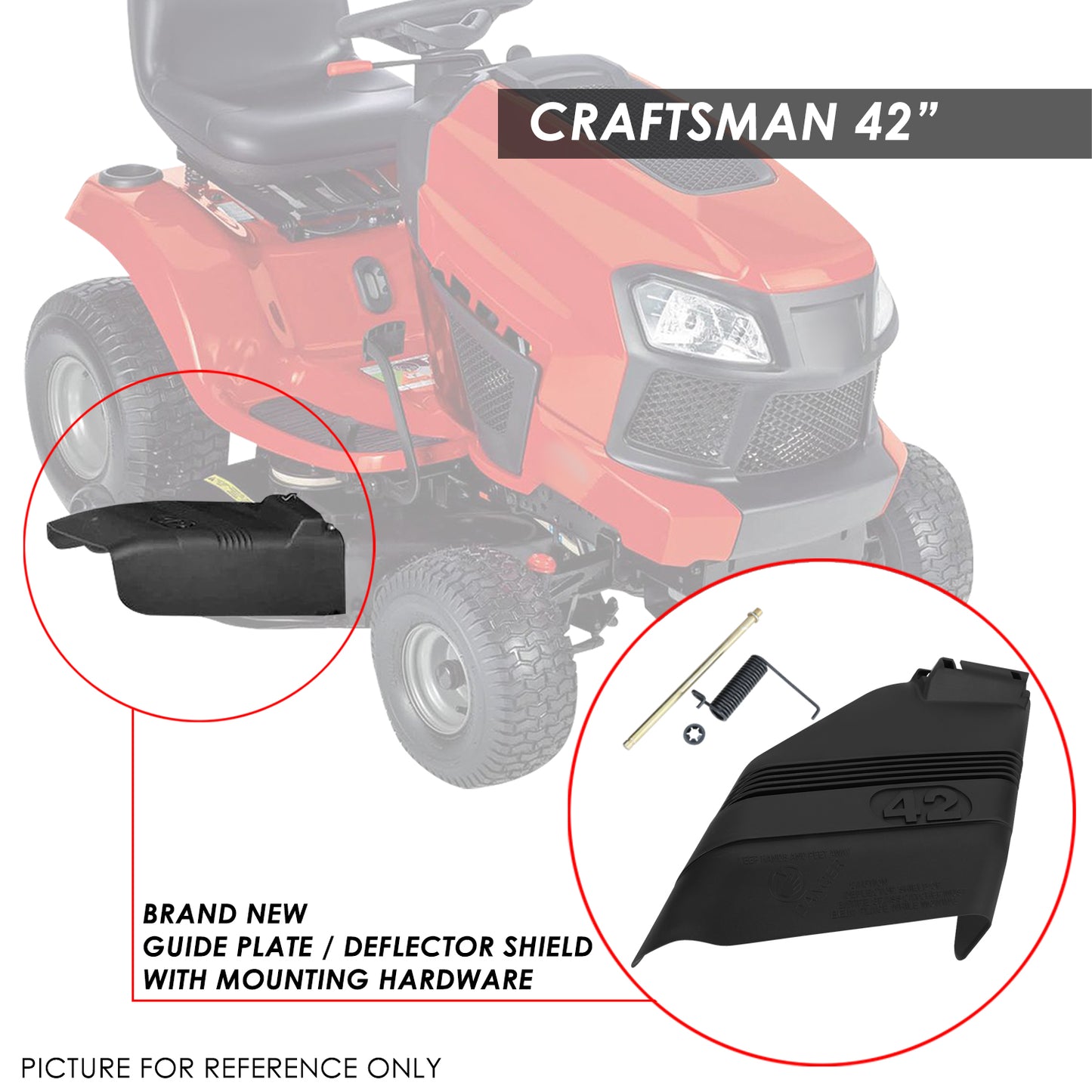 nan GUIDE PLATE - NEW 42" DEFLECTOR SHIELD W/MOUNTING HARDWARE 130968 532130968 FOR CRAFTSMAN