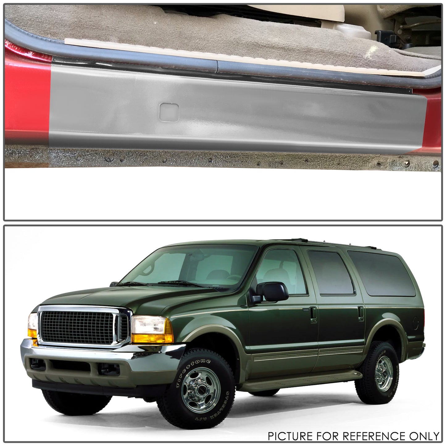 nan ROCKER PANELS - 00-05 FORD EXCURSION - CUTTING / TRIMMING / WELDING REQUIRED FOR INSTALLATION - STAMPED STEEL - BARE METALLIC