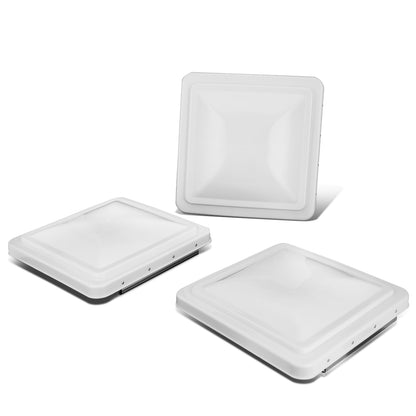 nan ROOF VENTS - RV'S WITH 14" X 14" OVERALL DIMENSION VENT LIDS (12" X 12X" INSIDE DIMENSIONS)/REUSE ORIGINAL HINGE PIN / PROP ARM - GLOSSY WHITE/SILVER