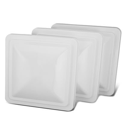 nan ROOF VENTS - RV'S WITH 14" X 14" OVERALL DIMENSION VENT LIDS (12" X 12X" INSIDE DIMENSIONS)/REUSE ORIGINAL HINGE PIN / PROP ARM - GLOSSY WHITE/SILVER