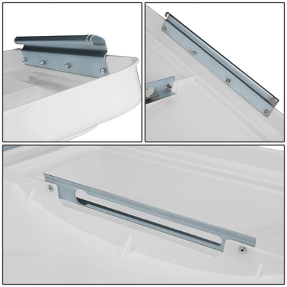 nan ROOF VENTS - RV'S WITH 14" X 14" OVERALL DIMENSION VENT LIDS (12" X 12X" INSIDE DIMENSIONS)/REUSE ORIGINAL HINGE PIN / PROP ARM - GLOSSY WHITE/SILVER