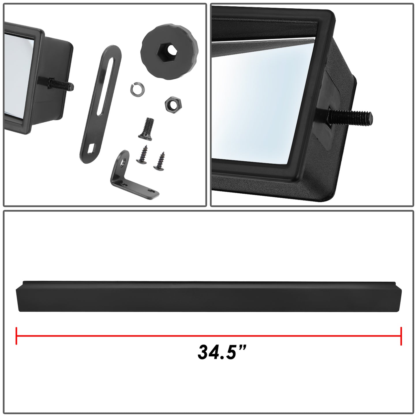 nan GOLF CART MIRRORS - EZGO, CLUB CARS AND YAMAHA GOLF CARTS - ABS PLASTIC / GLASS - TEXTURED BLACK