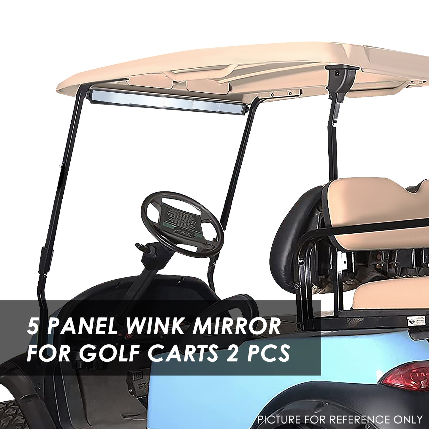 nan GOLF CART MIRRORS - EZGO, CLUB CARS AND YAMAHA GOLF CARTS - ABS PLASTIC / GLASS - TEXTURED BLACK