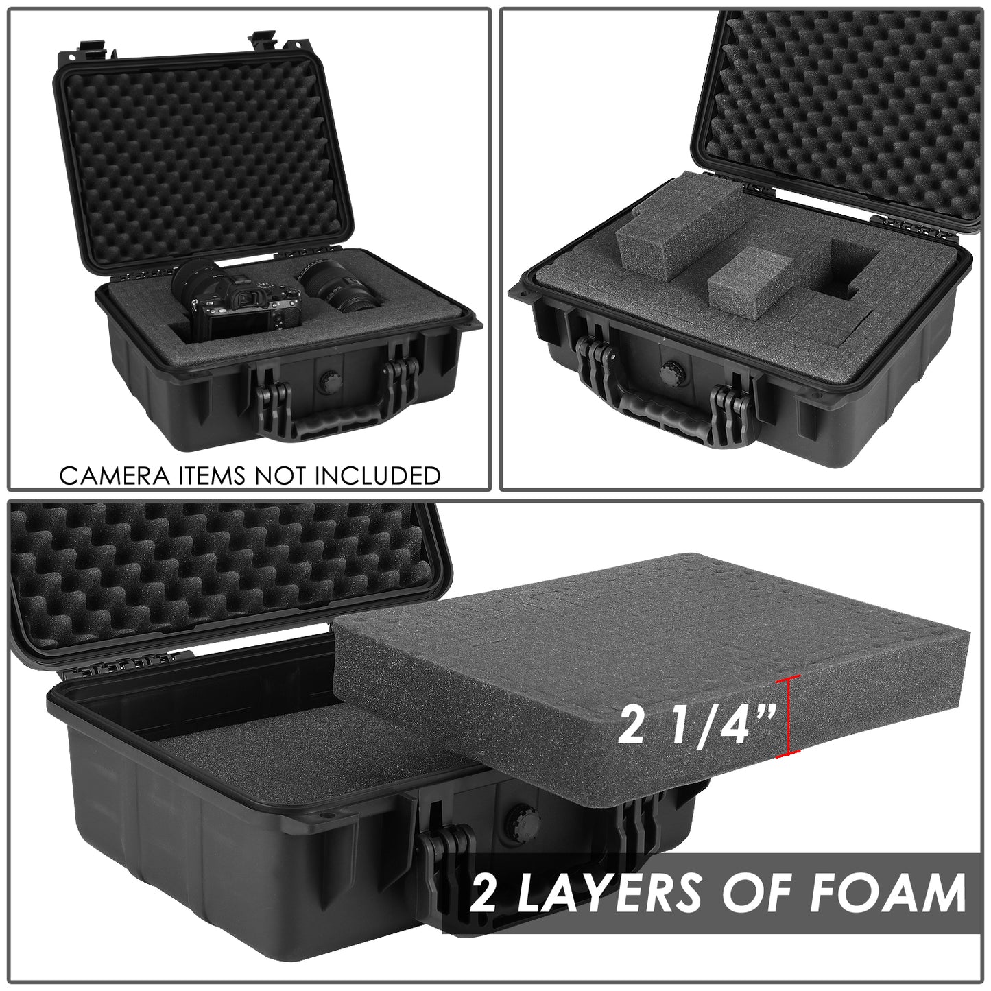 nan CARRYING CASES - 14-3/4" W X 10-1/2" X 5" - POLYPROPYLENE / RUBBER / FOAM - MATTE BLACK