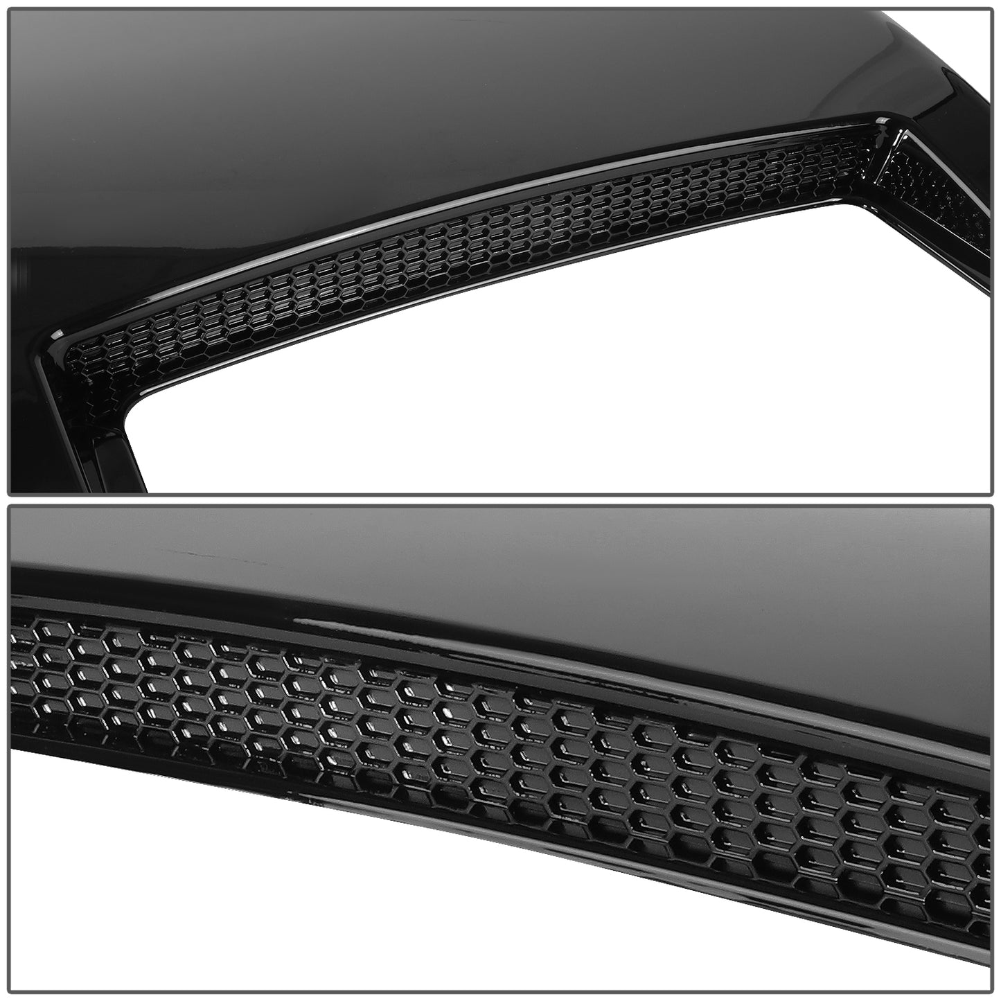 nan HOOD SCOOPS & VENTS - VEHICLES WITH 25-1/2" (SIDE TO SIDE) X 28" (FRONT TO BACK) GENERALLY FLAT HOOD - ABS PLASTIC - PAINTED BLACK