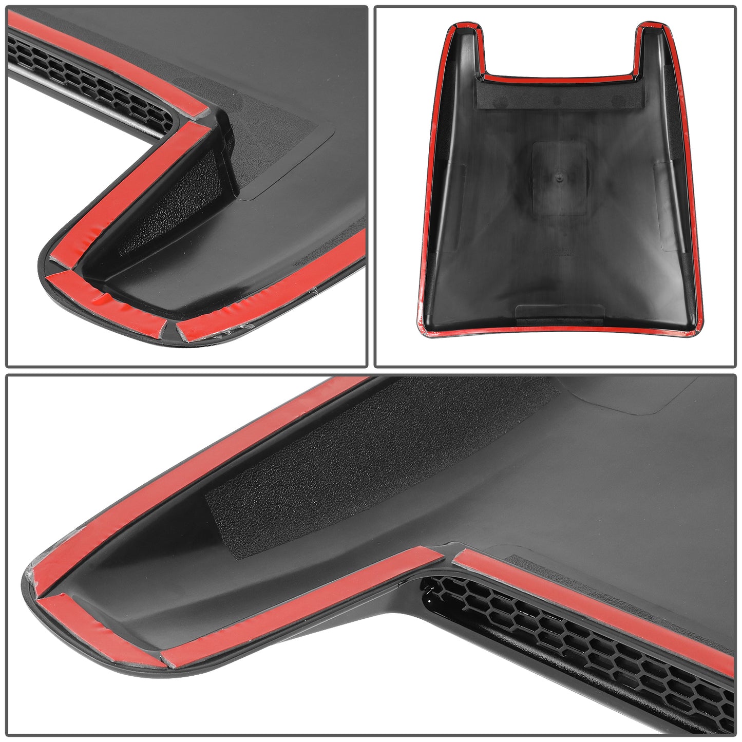 nan HOOD SCOOPS & VENTS - VEHICLES WITH 25-1/2" (SIDE TO SIDE) X 28" (FRONT TO BACK) GENERALLY FLAT HOOD - ABS PLASTIC - PAINTED BLACK