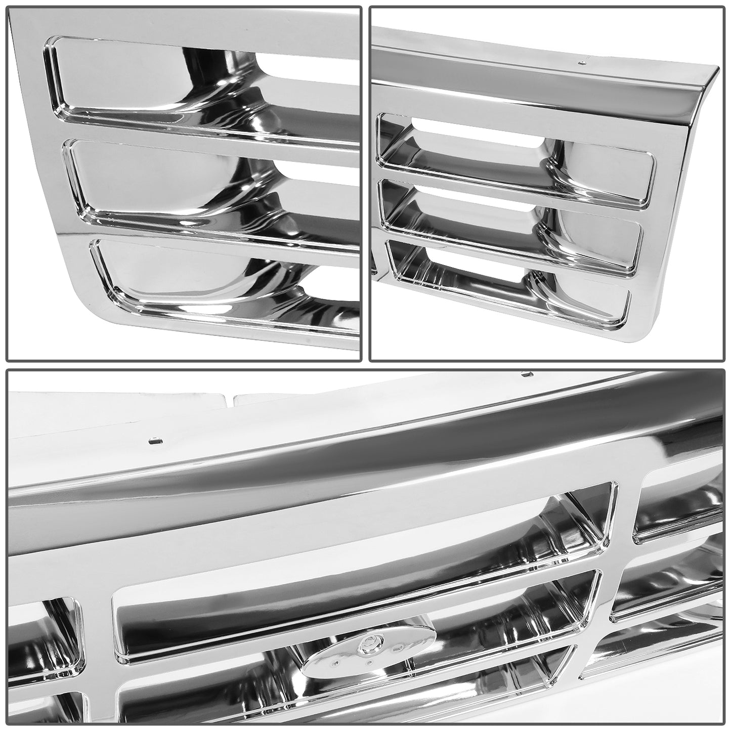 nan GRILLES - 92-96 FORD BRONCO/92-97 FORD F SUPER DUTY/92-96 FORD F-150/92-97 FORD F-250/92-97 FORD F-350/92-96 FORD F53/92-96 FORD F59 - ABS PLASTIC - POLISHED CHROME