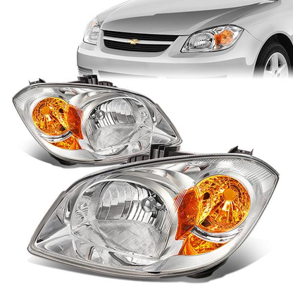 FAROS 05-10 CHEVROLET COBALT / 07-10 PONTIAC G5 / 05-06 PONTIAC PURSUIT - OE STYLE - CHROME HOUSING / AMBER CORNER - 9007 LOW BEAM / HIGH BEAM