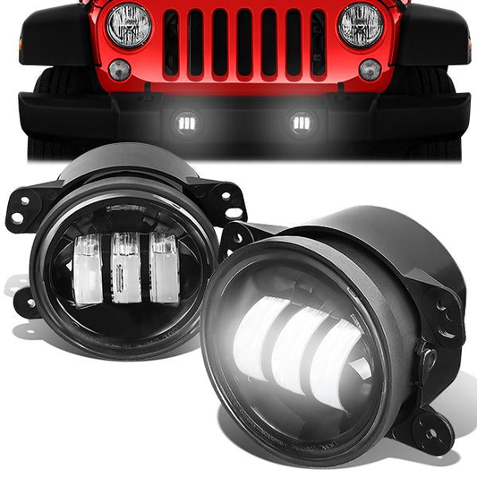 FAROS DE NIEBLA 11-14 DODGE CHARGER / 10-19 JOURNEY / 14-18 JEEP CHEROKEE / 11-13 GRAND CHEROKEE / 07-17 WRANGLER / 2018 WRANGLER JK - LED PROJECTOR - CHROME / CLEAR