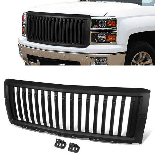 PARRILLA GRILLE - 14-18 CHEVROLET SILVERADO 1500 - BADGELESS VERTICAL SLAT - MATTE BLACK