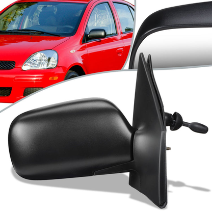 RETROVISOR MIRROR - OEM - 00-02 TOYOTA ECHO 2/4-DR - MANUAL - W/ CABLE - TEXTURED - BLACK - RIGHT