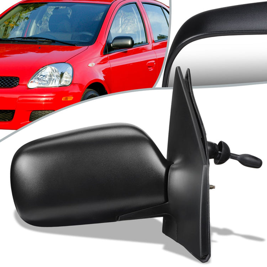 RETROVISOR MIRROR - OEM - 00-02 TOYOTA ECHO 2/4-DR - MANUAL - W/ CABLE - TEXTURED - BLACK - RIGHT