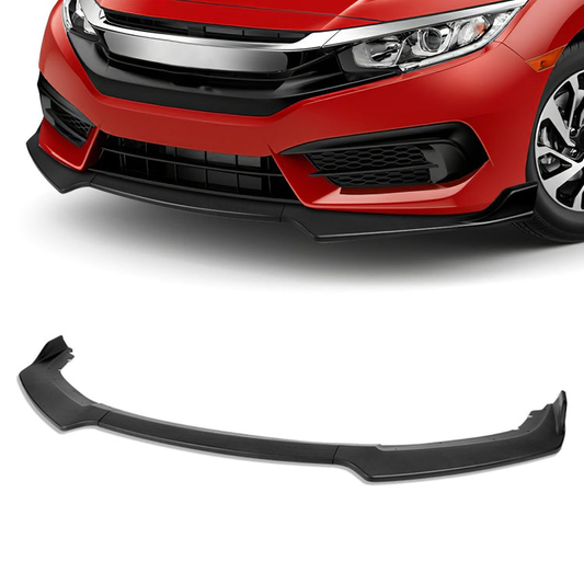 LIP FRONTAL 16-20 HONDA CIVIC SEDAN / COUPE - REQUIRES DRILLING BUMPER FOR INSTALLATION - 3PC - MATTE BLACK