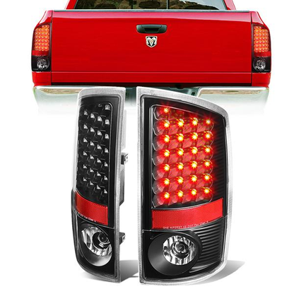 FAROS TRASEROS 07-08 DODGE RAM 1500 / 07-09 DODGE RAM 2500 , 3500 - LED - BLACK / CLEAR
