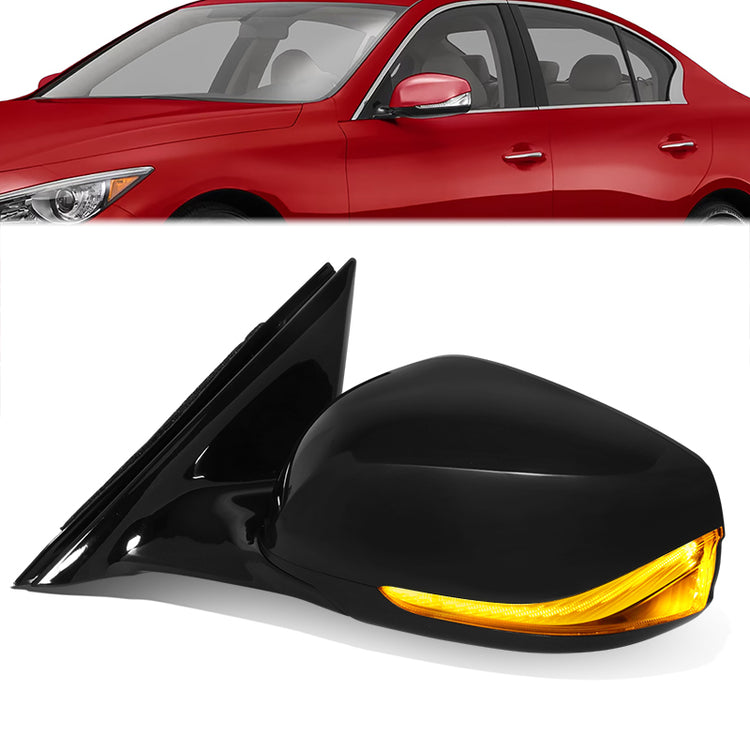 RETROVISOR MIRROR - OE STYLE - INFINITI Q50 2014-2021 - WITH POWER WITH HEATED WITH SIGNAL - DRIVER LEFT SIDE - BLACK