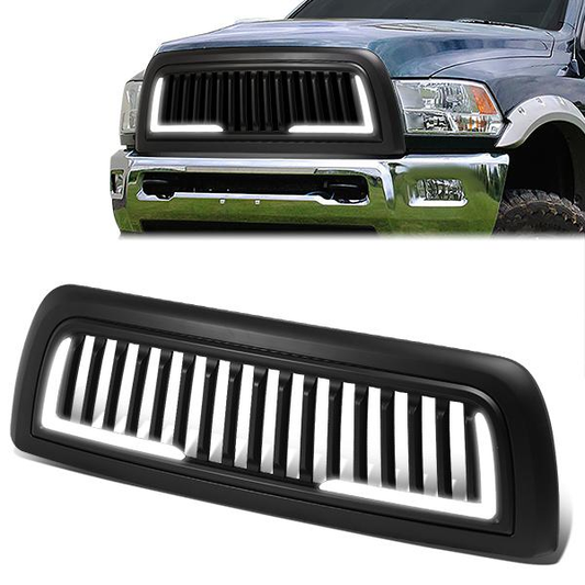 PARRILLA GRILLE - 10-18 DODGE RAM 2500, 3500 - VERTICAL FENCE STYLE - W/ LED DRL LIGHT - LED'S REQUIRE WIRING INTO EXISTING LIGHTING - MATTE BLACK