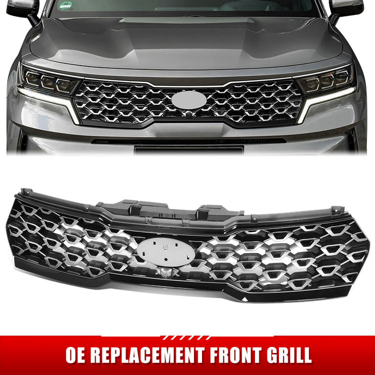 PARRILLA GRILLE - KA  SORETO 21-ON/ GRILLE ASS'Y/ PAINTED SILVER-GRAY/ W/BLACK MOULDING/ W/CAMERA H. (LX)//PARTS.NO,KI1200222//OEM NO,863A0R5200